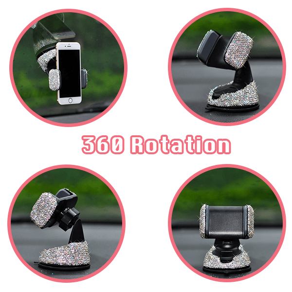 3pcs Crystal Car Phone Holder Features a 360 Degree Rotation
