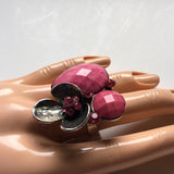 Adjustable ring chunky fashion jewelry pink color. Women's Ladies Fashion - Findsbyjune.com