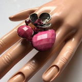 Adjustable ring chunky fashion jewelry pink color. Women's Ladies Fashion - Findsbyjune.com