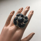 Brand-new big chunky adjustable ring 💍 for women & Ladies. fashion jewelry. 💎 black gemstones 💎. Women's Ladies Fashion - Findsbyjune.com