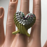 Brand new big chunky adjustable ring 💍 fashion jewelry for Women's & ladies. Yellow angel 😇 wings design silver with colorful 💎 gemstones. - Findsbyjune.com