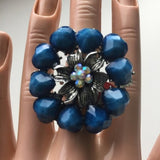 Brand-new big chunky adjustable ring 💍 for women & Ladies. fashion jewelry. 💎 pretty Blue heart ❤️ design gemstone. Women's Ladies Fashion Jewelry - Findsbyjune.com