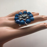 Brand-new big chunky adjustable ring 💍 for women & Ladies. fashion jewelry. 💎 pretty Blue heart ❤️ design gemstone. Women's Ladies Fashion Jewelry - Findsbyjune.com